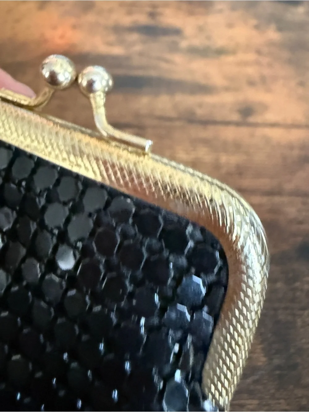 Black Sequin Kiss-Lock Evening Pouch